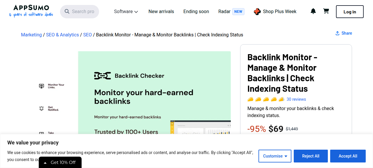 لوحة إدارة الروابط الخلفية وقوائم المتابعة في Backlink Monitor