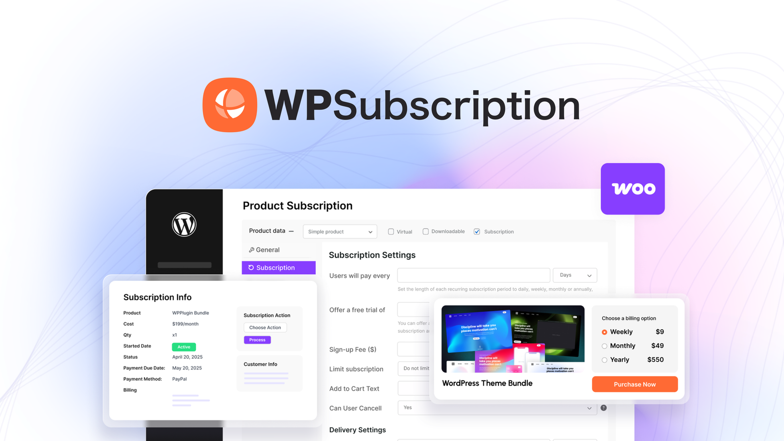 واجهة أداة WPSubscription