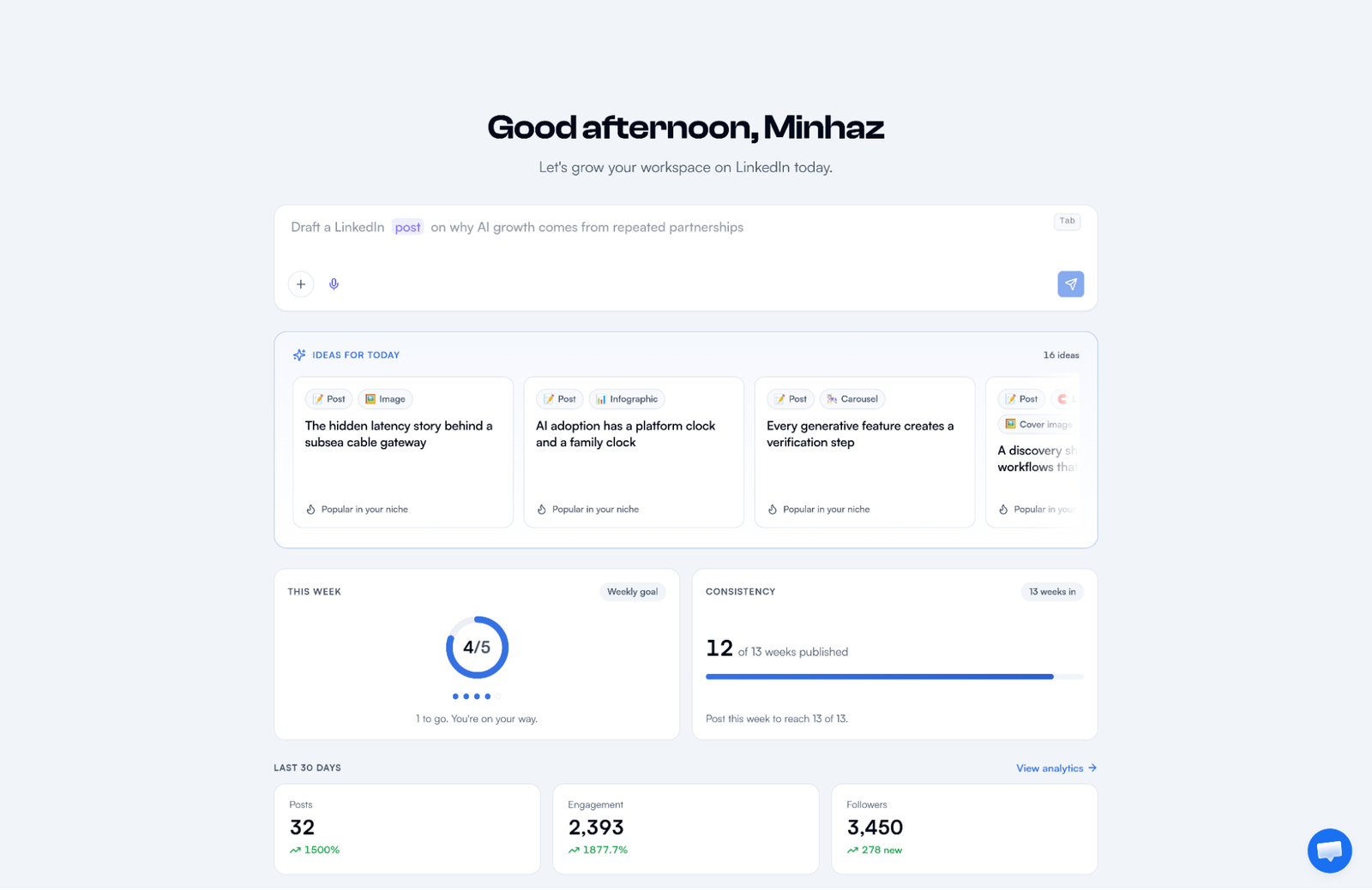 مستشار محتوى FeedBoss يخطط المنشورات ويكتبها بأسلوب المستخدم