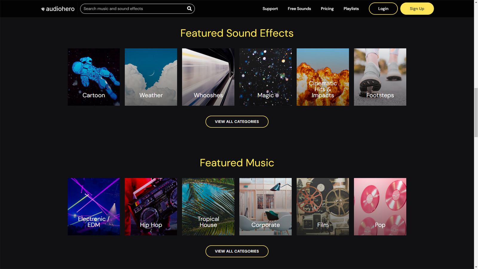 تصفح مقطوعات AudioHero حسب المزاج والنوع
