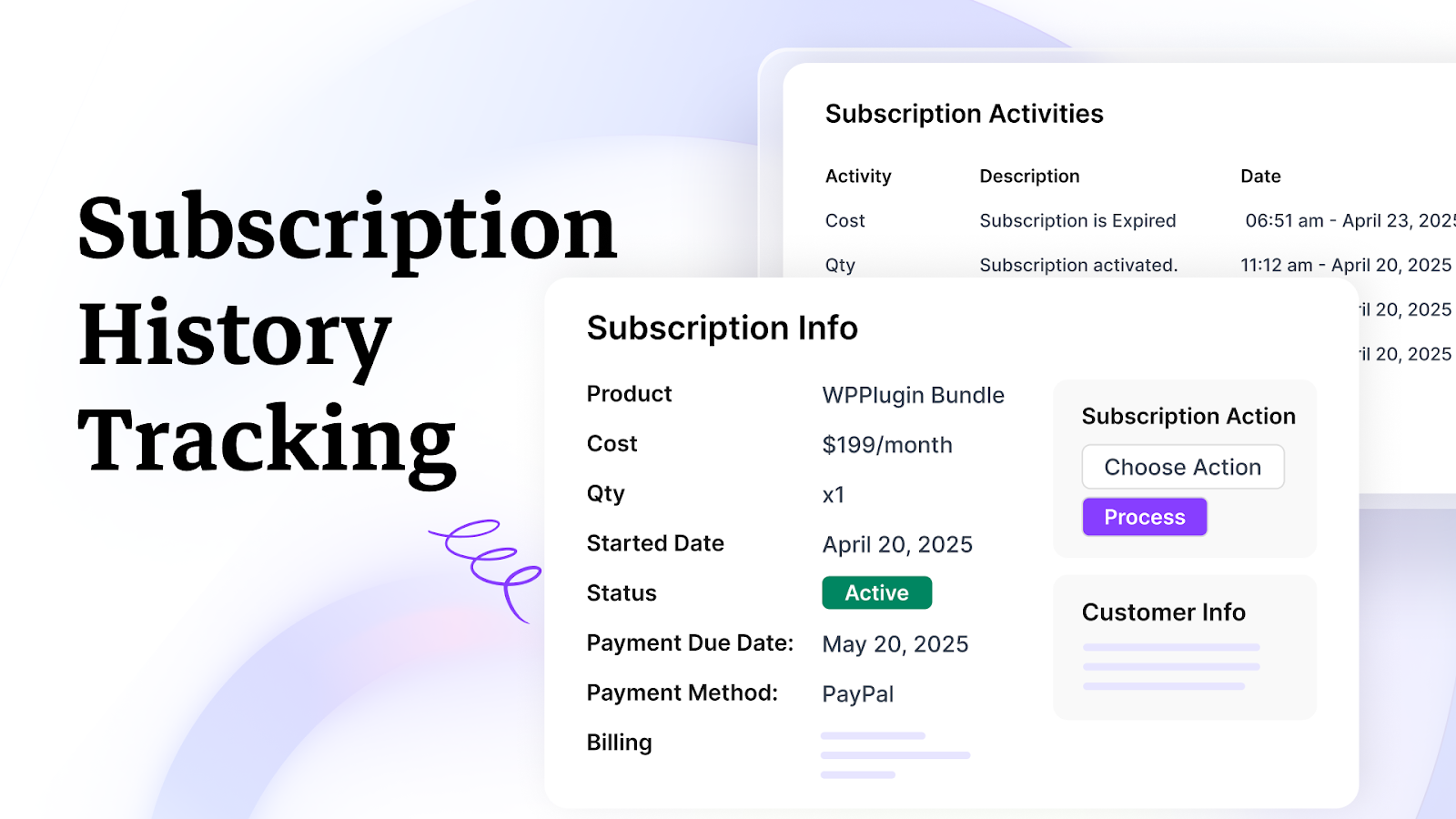 شاشة إدارة الاشتراكات في WPSubscription