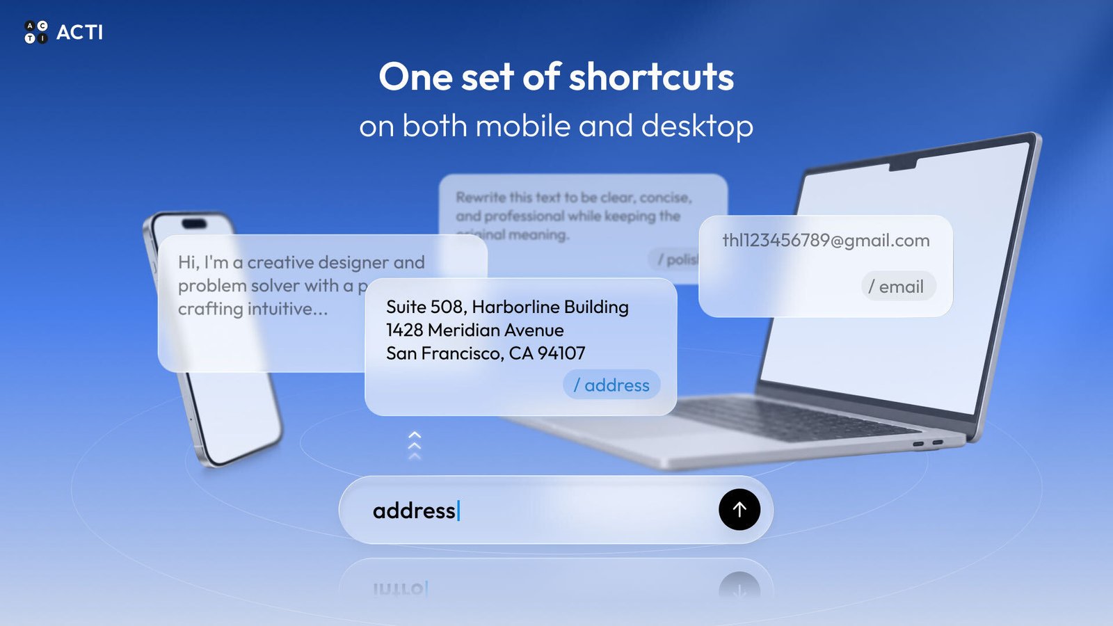 اختصارات نصية وحافظة Clips في Acti