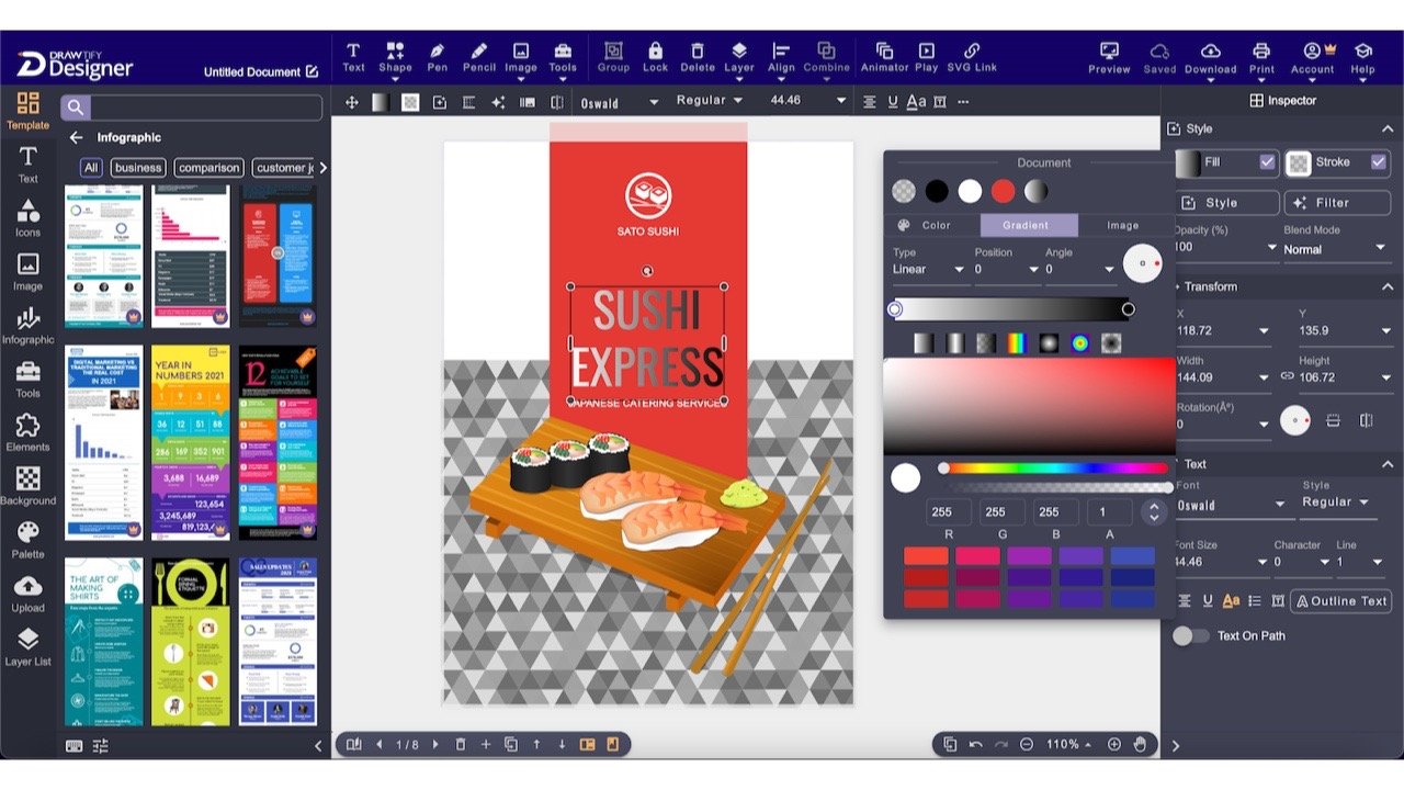 أدوات رسم الأشكال المتجهية في Drawtify