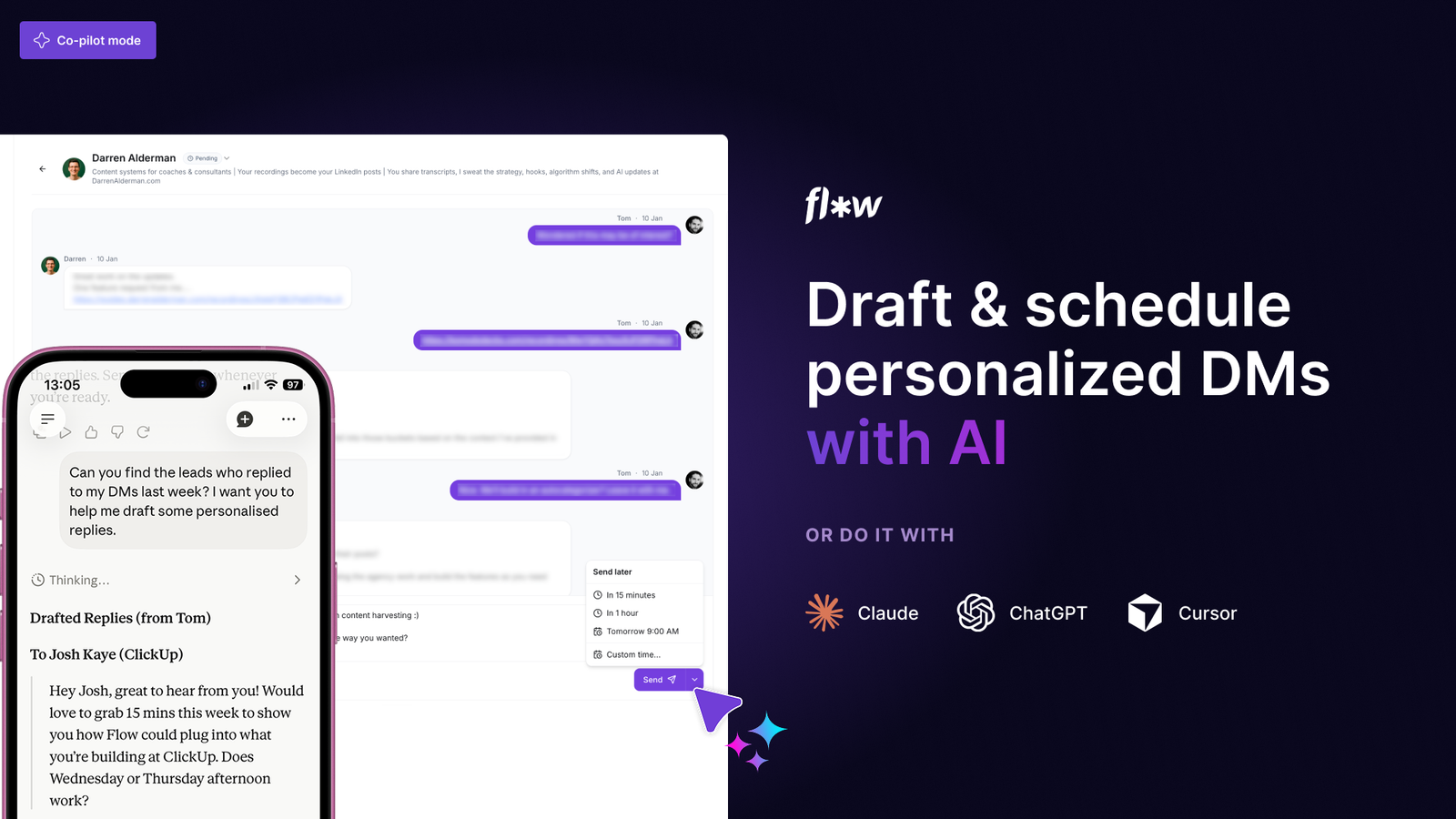 مساعد كتابة الردود بالذكاء الاصطناعي في Flow AI