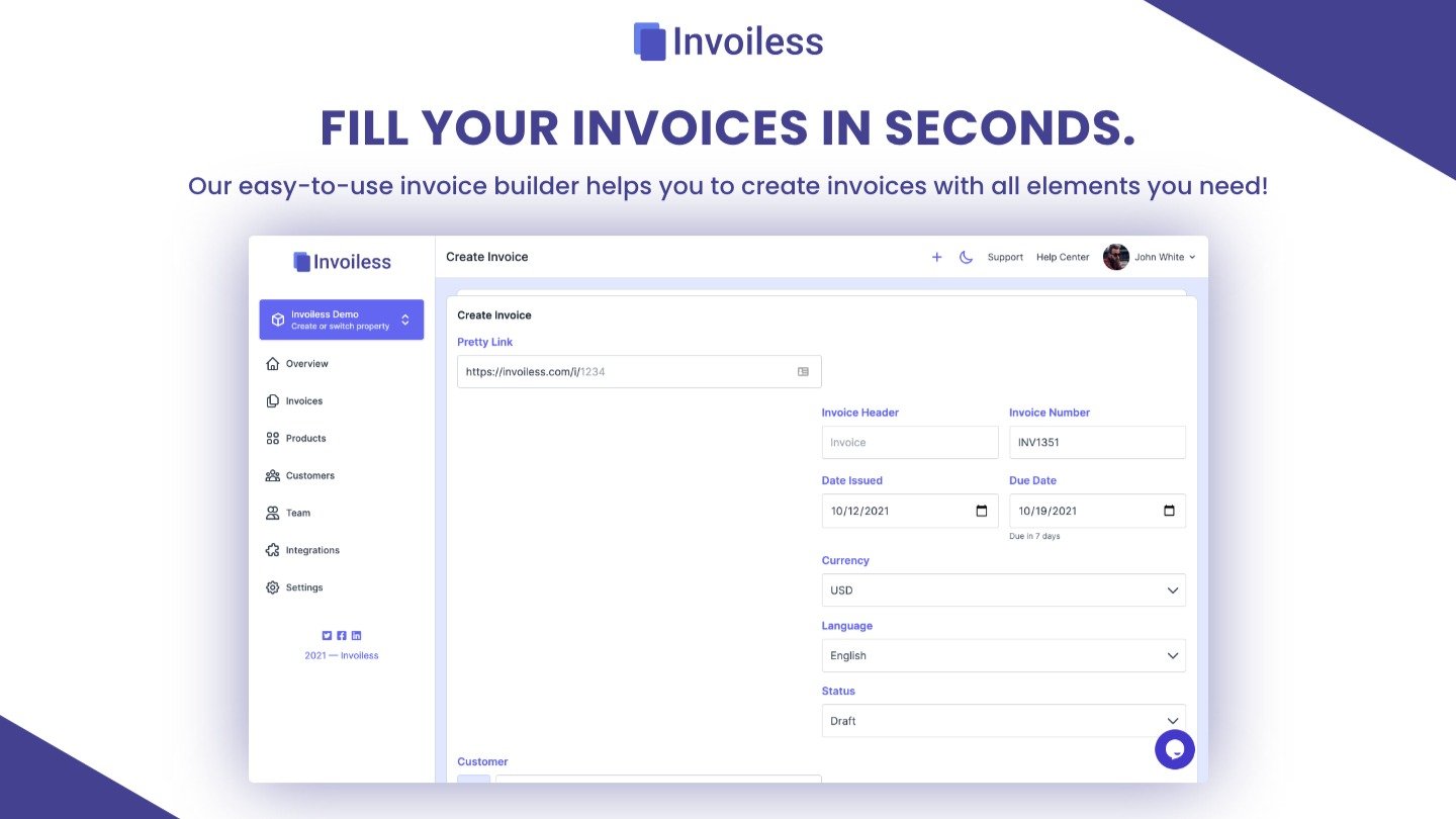 محرر الفواتير السهل الاستخدام في Invoiless