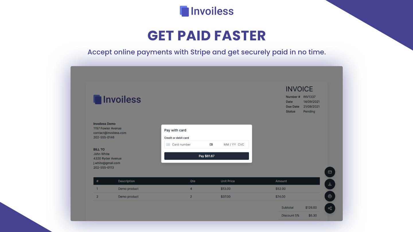تحصيل الدفعات عبر Stripe في Invoiless