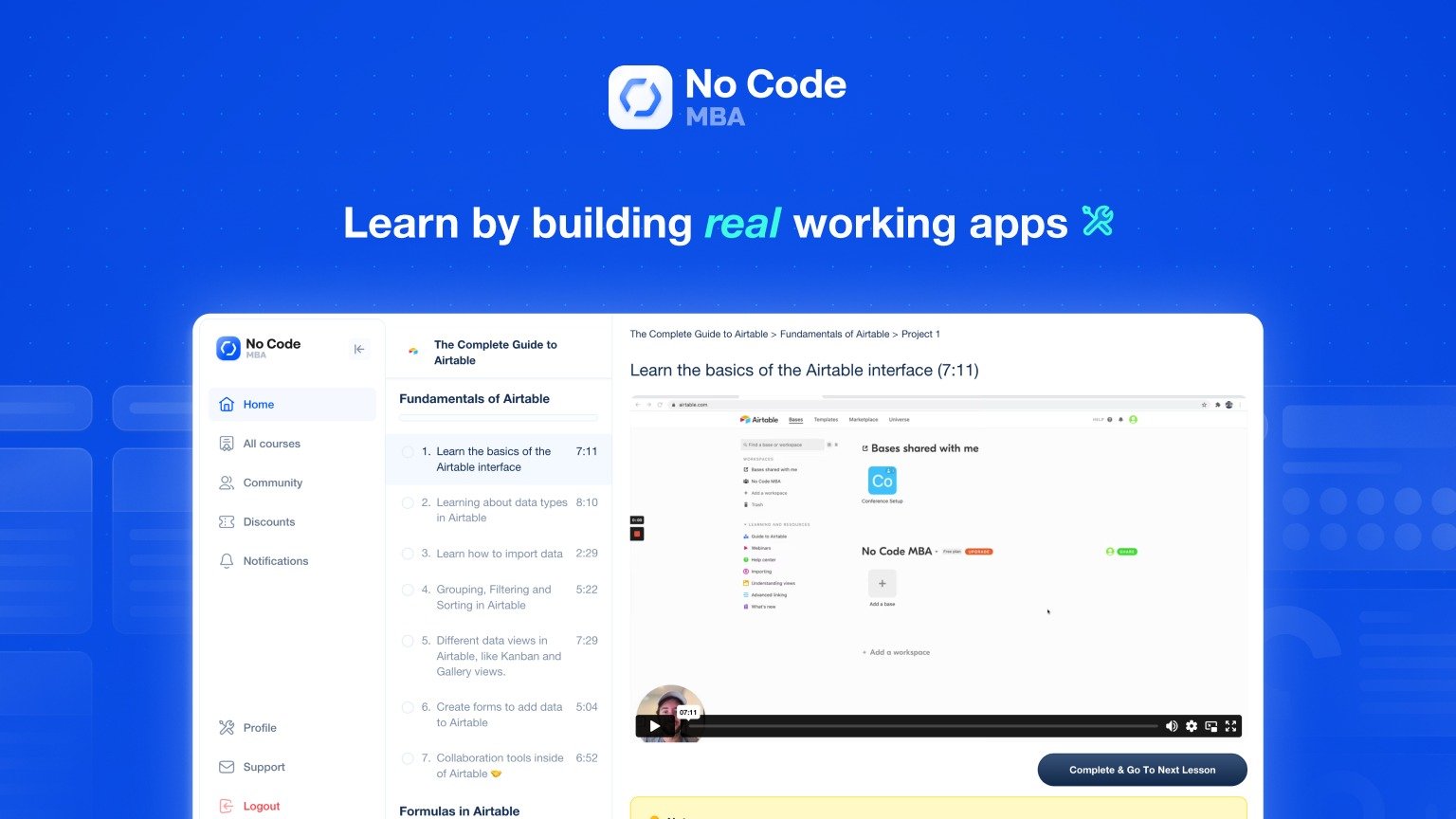 مشروع تطبيقي داخل دورة No Code MBA