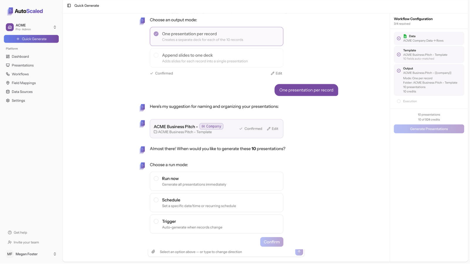 أوضاع تشغيل التوليد: التلقائي والجدولة والتحديث اليدوي