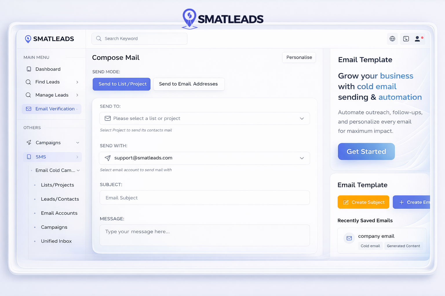 إرسال البريد ومتابعة العملاء في SmatLeads