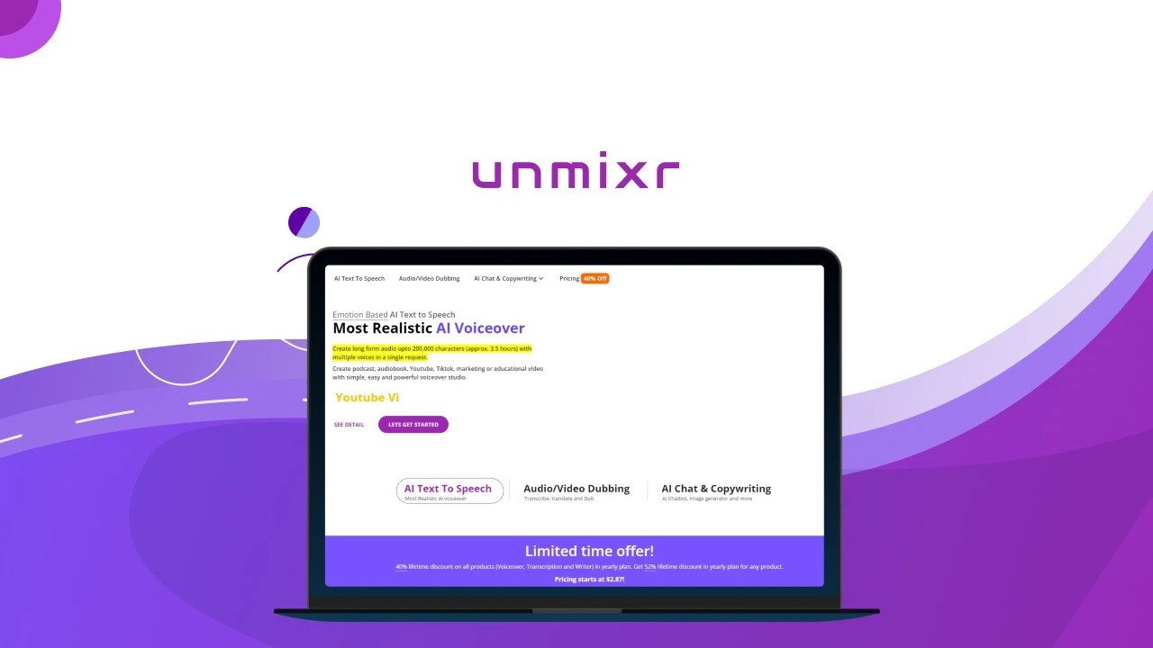 Unmixr AI - Text to Speech, Speech to Text, Audio/Video Dubbing